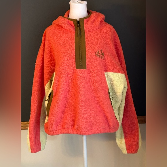 Marmot Women's Super Aros Fleece Hoodie Pullover Grapefruit Wheat Hazel Sz Large - Picture 2 of 9